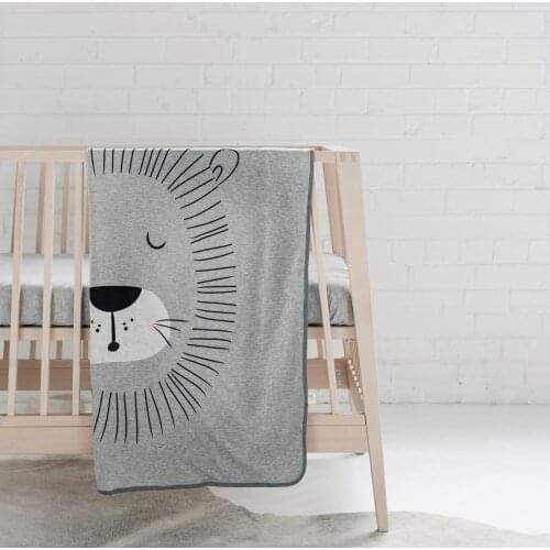 2020 New cotton kids quilt boys girls cartoon lion rabbit animal blanket wrapping baby swaddle children towel gray 100*100CM