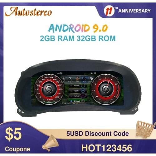 12.3" Meter Screen For Jeep Wrangler 2010-2017 Android 9.0 Car Dashboard Instrument Display Multimedia Player Car GPS Navigation