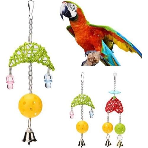 Bird Toys Heart Moon Bite-resistant Parrot Chew Toy with Bell Bird Hanging Toy Parrots Toys And Bird Accessories for Pet Toy