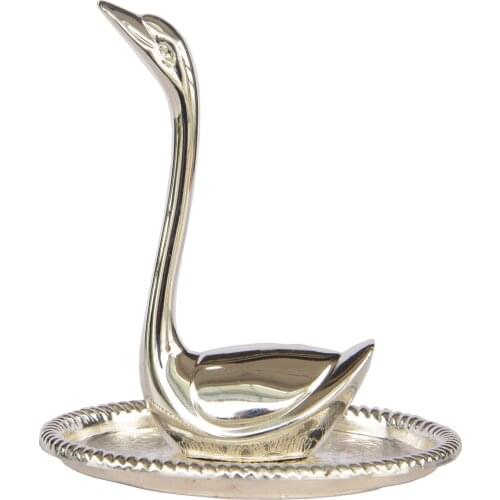 Swan Ring Holder Dish Metal Silver Plated Trinket Tray Jewelry Display Gift for Girls Women