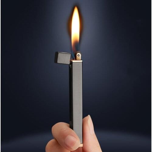 Creative Lighter Mini Long Grinding Wheel Open Flame Metal Machine Portable Gas Lighter Cigarette Accessories