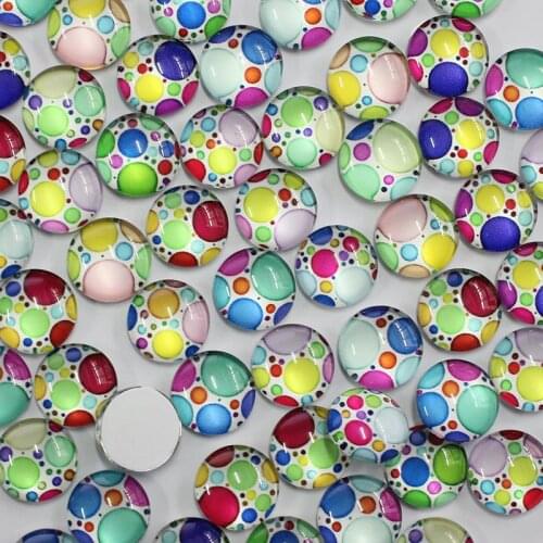 12mm Mixed Style Bubble Flowers Round Glass Cabochon Flatback Photo Dome Jewelry Finding Pendant base 50pcs/lot K05388