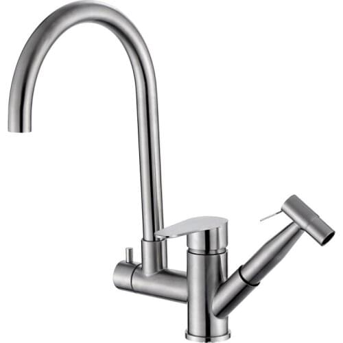 Stainless Steel Kitchen Faucet Kitchen Sink Mixer Tap With Pull Out Sprayer Swivel Hot Cold Water Tap For Home