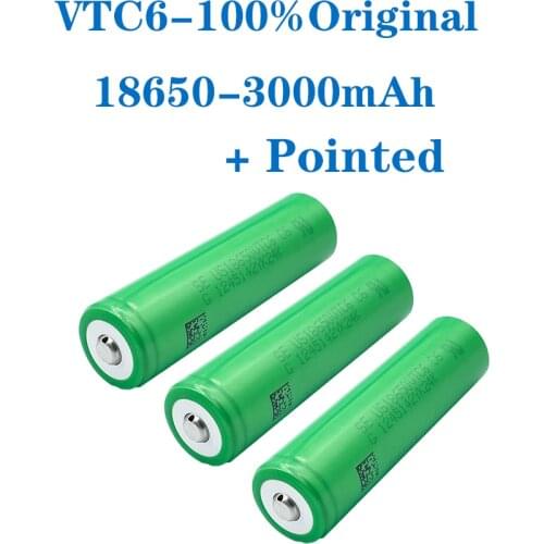 VariCore VTC6 3.7V 3000 mAh 18650 Li-ion Rechargeable Battery 30A Discharge for US18650VTC6 batteries + Pointed