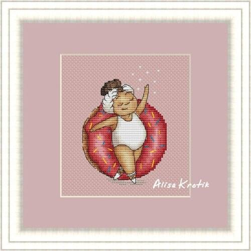 Donut Girl 2-18-22 Cross Stitch Set Cross-stitch Kit Embroidery Needlework Craft Packages Cotton Fabric Floss