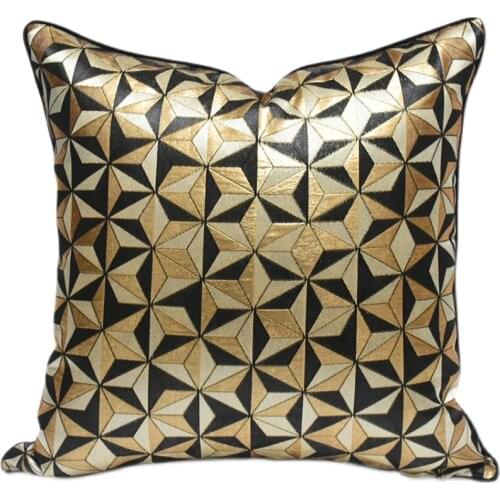 DUNXDECO Luxury Black Gold Geometric Cushion Cover Decorative Couch Pillow Art Home Modern Simple Sofa Chair Bedding Coussin