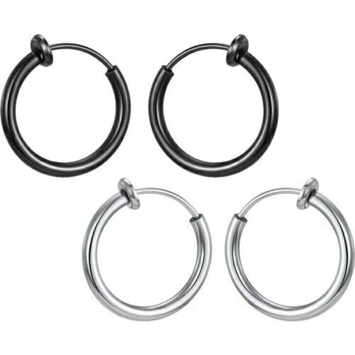 2021 New Hot Retractable Earrings No Need Piercing Men Women Classic Hip-hop Style Hoop Earrings