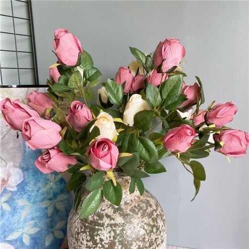 NEW rose bud bouquet silk Artificial flowers for home wedding decoration roses photography props