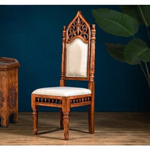 Southeast Asian Style Solid Wood Dining Chair Thai Style Hotel Club Furniture European Style Log Furniture Home