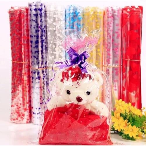 50pcs Colorful Love Transparent Plastic Bag For Dolls Toy Gift Package Bag Clear Cellophane Bag Bakery Supplies Home Party Decor
