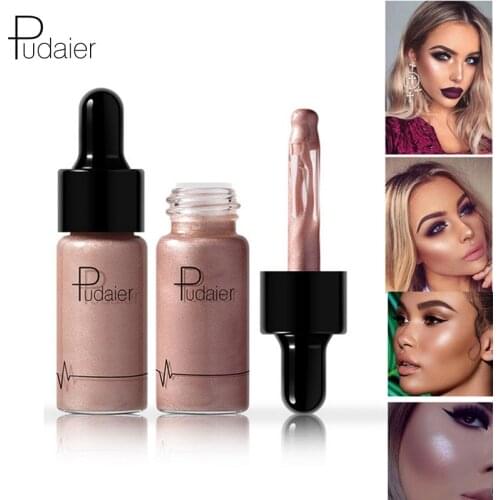 Pudaier 1pcs Highlighter Bronzers Liquid Drop For Dark Skin Concealer Face Contouring Makeup Gold Highlighters Maquiagem