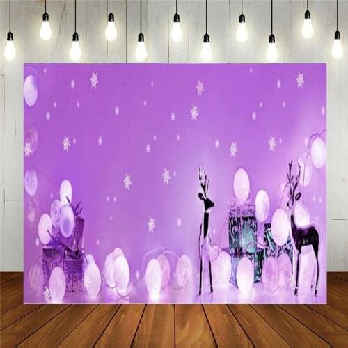 Nitree Photo Studio Props Vinyl Photography Backdrop Cartoon Christmas Decoration Deer Snowflake Light Purple Background