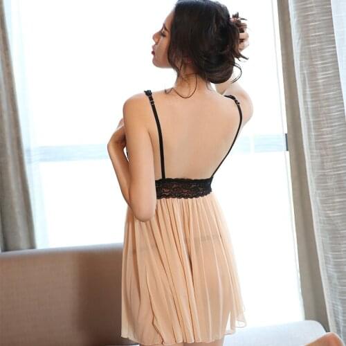 Sexy lingerie embroidery, European and American lace, floral, sexy pajamas, semi-transparent suspender, nightdress