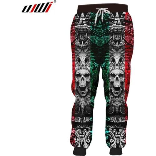 UJWI New Fashion Men/women Casual Full Length Pants Harajuku 3D Skull Printed Joggers Sweat Pants Hip Hop Sweatpants Custom