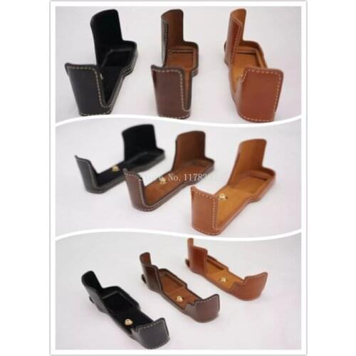 Digital Camera Bag Classical Arrival Half Body Set Cover Leather Shoulder Strap for Olympus EM10II em10ii P Leather Camera Bag