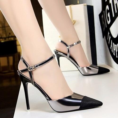 Women Shoes Pumps Pointed Toe Sexy Slim Hollow Color matching 11CM thin High Heels Boat Wedding Dress Office Party Shoes