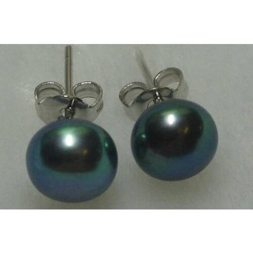 Unique Pearls jewellery Store Peacock Green Freshwater Pearl Earrings Silver Stud Earring Charming Wedding Women Jewelry