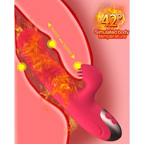Rabbit Vibrator Telescopic Vibration Built-in ball Rotation Heating G spot Dildo Vibrator Female Masturbation Sex Toys for woman