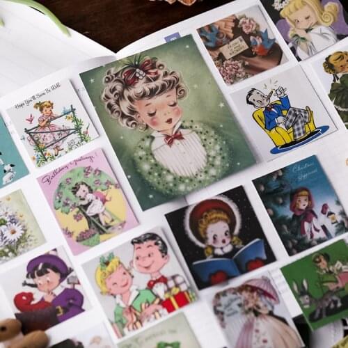 Vintage Retro girl Stickers Crafts And Scrapbooking stickers kids toys book Decorative sticker DIY Stationery