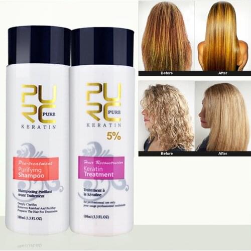 Straightening Hair Repair And Straighten Damage Hair Products Brazilian Keratin Treatment + Purifying Shampoo Hair Care Set 01