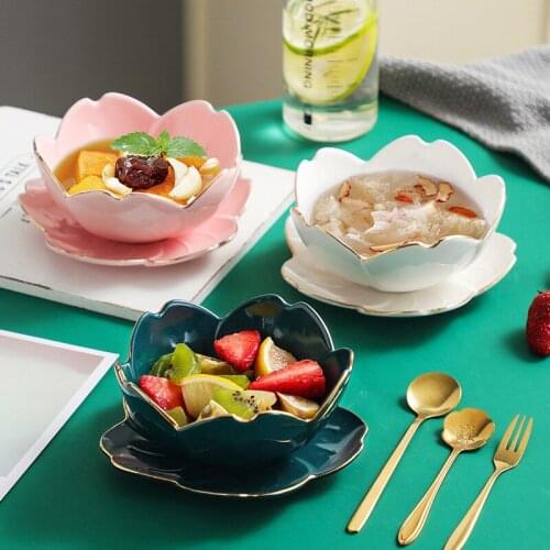 Japanese Ceramic Cherry Blossoms Phnom Penh Dessert Birds Nest Bowl Creative Fruit Salad Ice Cream Bowl Soup Cup Tableware Set