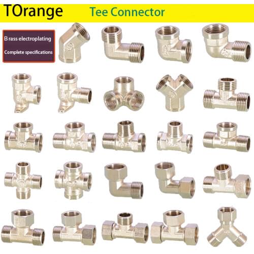 1/2IN Copper Plating Pipe Fittings Stainless Steel Color Copper Live Joint Tee Elbow Copper Tee Joint Y Type Tee Corner Tee