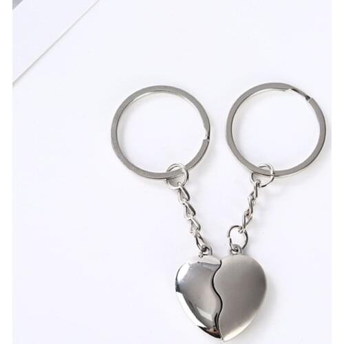 1Pair Couple Keychain Key Silver Color Korea Romantic Lover Love Key Heart Shape Magnet Keychain Souvenirs Valentines Day gift