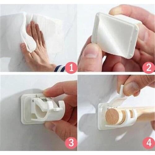 2/4/6pcs Nail-free Adjustable Rod Bracket Holders Self-adhesive Wall Mount Curtain Pole Wall Brackets for Home Bathroom wzpi