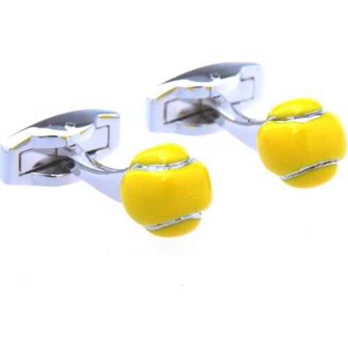 5pairs/lot Enamel Yellow Football Cufflinks Copper Plating Soccer Cuff Links Shirt Cuff Button Mens Jewelry Accessory
