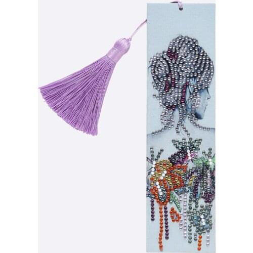 5D Diamond Painting Bookmark Beauty back Diamond Embroidery Craft Tassel Book Marks for Books Christmas Gifts