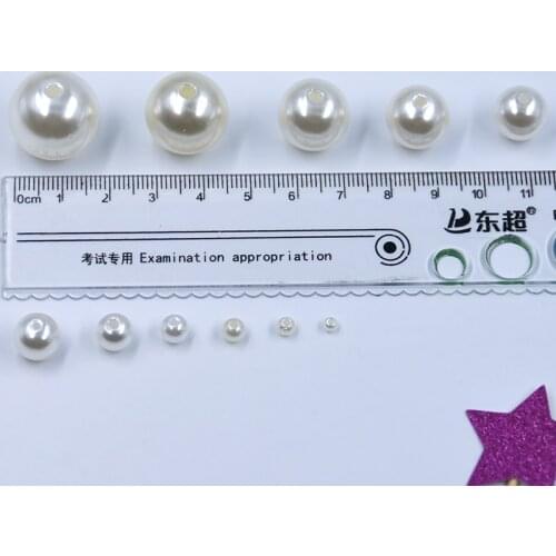 3-20 mm Acrylic Round White Imitation Pearl Loose Beads Jewelry DIY Crafts Grament Clothes Headwear Necklace Dress Bags Decor
