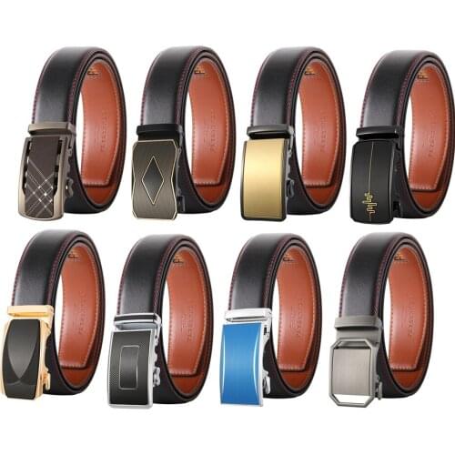 Automatic Buckle Black Leather Belt For Men Luxury Brand 3.5cm Width Male Cowhide Casual Ceinture Homme Cinto Masculino B614