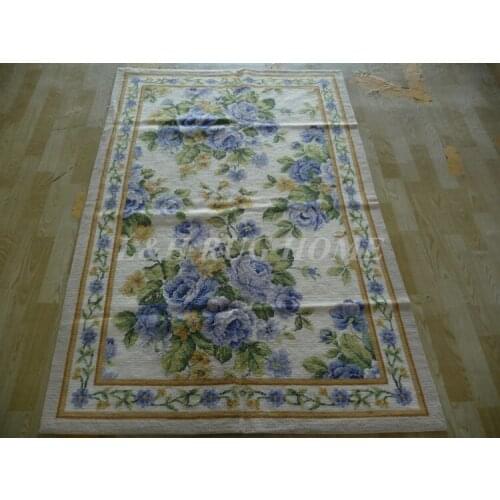 Free Shipping 4'x6' Needlepoint Rugs, Handmade carpet 100% New Zealand Wool