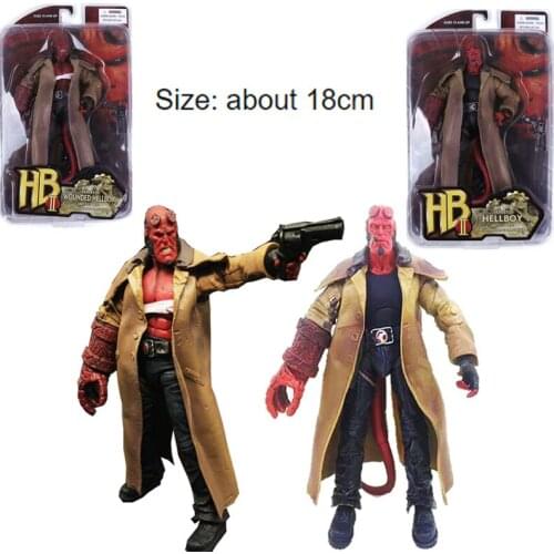 Mezco HB Hellboy Series Includes Cigar Samaritan Handgun 2 Type Movie PVC Figure Model Toy Gift