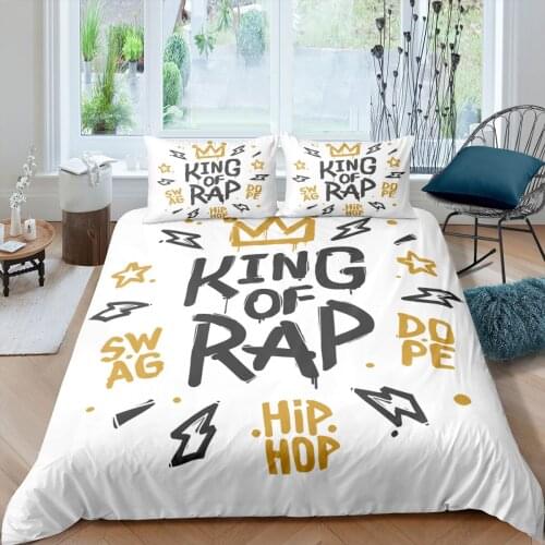 King Of Rap 3D Printed Duvet Cover Pillowcase Adult Home Textiles Typeface Bedding Set 2/3 Pcs Bedroom Single Double Twin King