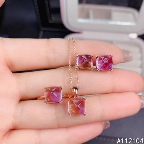 KJJEAXCMY fine jewelry 925 sterling silver inlaid Ametrine women fresh trendy Sugar tower ring pendant earrings suit support det