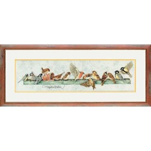Top Quality Beautiful Lovely Counted Cross Stitch Kit A Row Of Birds Bird Chorus Line Fourteen Birds lanarte 34287
