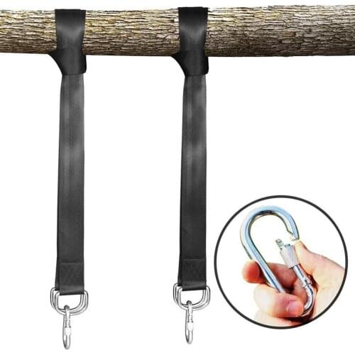 2pcs Tree Swing Straps Rope Kit with Carabiner Hook for Outdoor Camping Hiking Hammock Garden Hanging Belt Strap