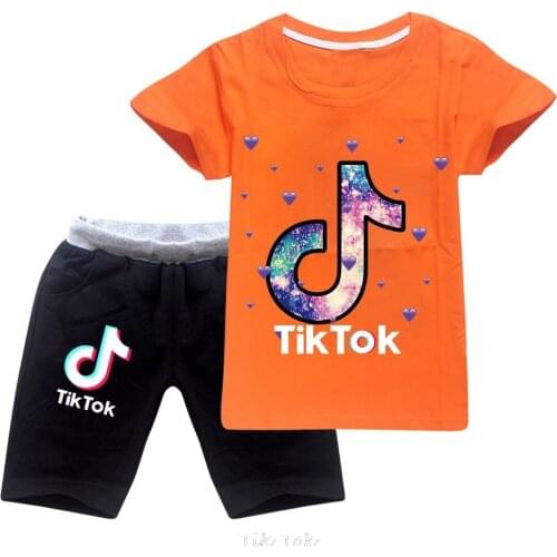 Tik Tok Clothes Sets Children Clothing Summer Short Sleeve Tracksuit for Girls Sport Suits Fashion Costume Kids Clothes Set