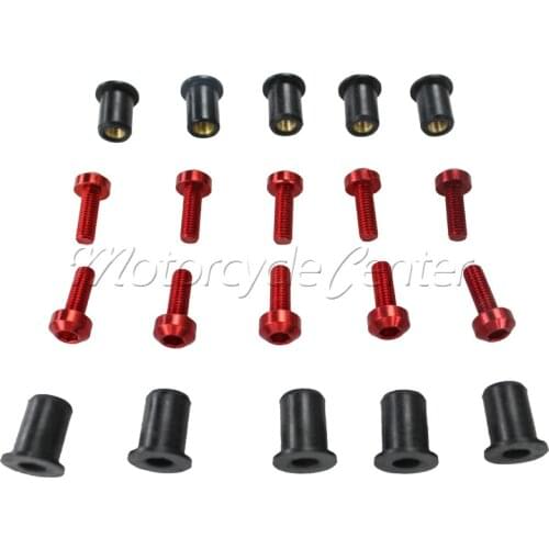 Motorcycle Universal 5MM Windscreen Windshield Bolts Screw Kit For Honda Suzuki Yamaha Kawasaki BMW Ducati Red
