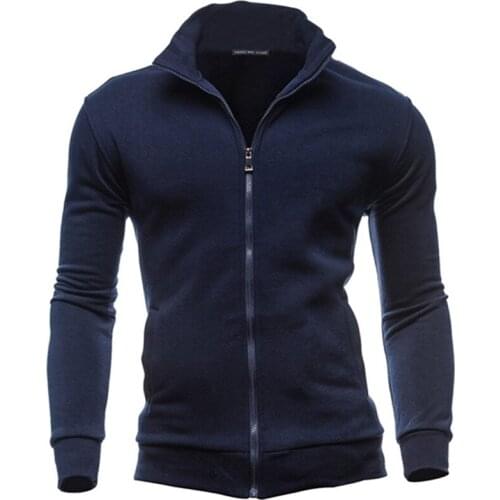 Men Coat Brand Clothing Fashion Zip Stand Collar Man Casual Slim Hoody Sweatshirt Cardigan Zipper Hood Clothing