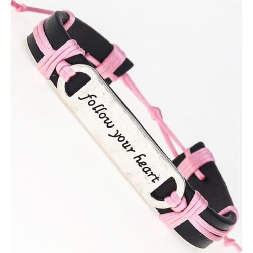 New Vintage Antique Follow Your Heart Charms Leather wish Bracelets for Women Boyfriend Gifts Couples Initial bracelet