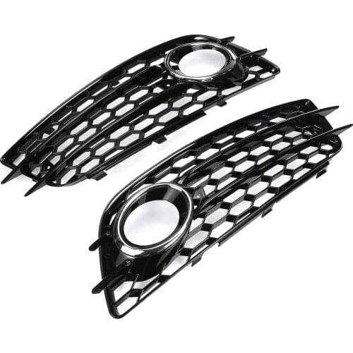 A Pair Car Front Fog Light Lamp Grille Honeycomb Grill Cover For Audi A4 B8 S-Lines S4 Bumper 2008-2012 8K0807681C 8K0807682C