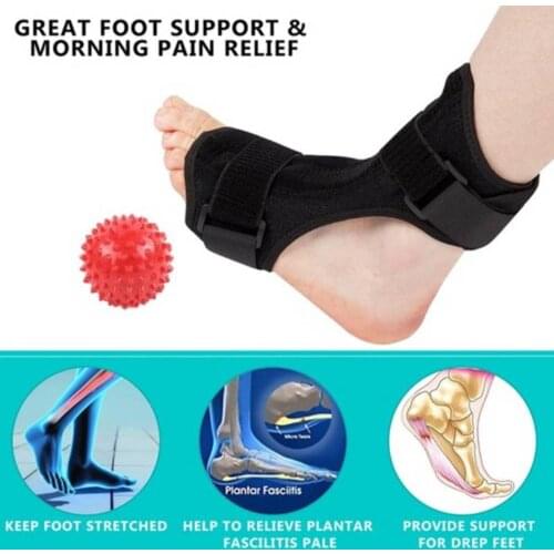 Plantar Fasciitis Night Splint Foot Drop Orthotic Brace Adjustable Strap Dorsal for Heel Ankle Arch Foot + Massage Ball