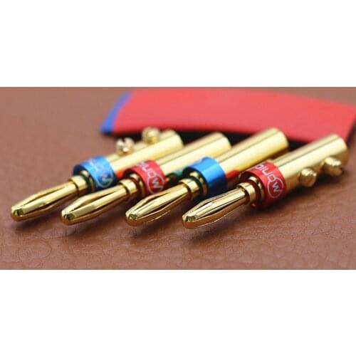 Monica pure copper gold-plated power amplifier speaker banana head welding-free power amplifier audio socket speaker wire plug