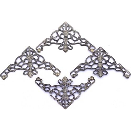 10Pcs Connectors Embellishment Scrapbook Bronze Tone Hollow Plane Flower Alloy Wraps Crafts Jewelry DIY Findings 48x26mm