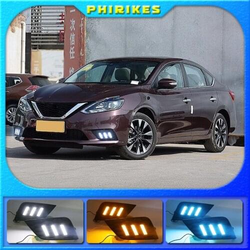 2Pcs LED Daytime Running Light For Nissan Sentra sylphy 2016-2018 Waterproof 12V DRL Fog Lamp Decoration Car accessories
