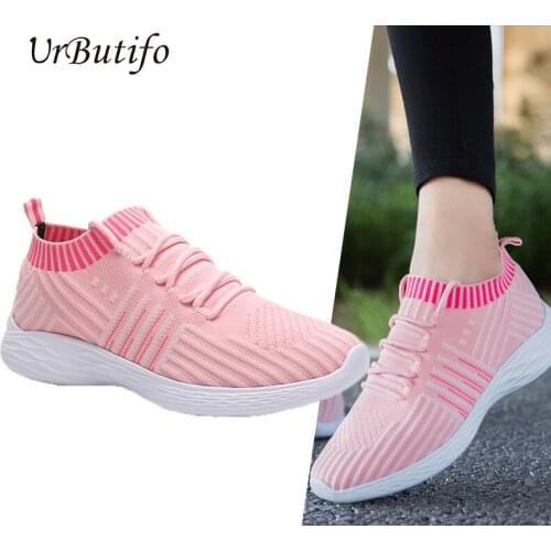 UrButifo Shoes Woman Outdoor Knitting Sock Shoes Casual Lace Up Comfortable Ladies shoes women Zapatillas Mujer Deportiva