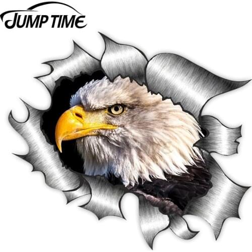 Jump Time Ripped Torn Metal Design With American Bald Eagle Motif External Vinyl Car Sticker for Windows Bumper