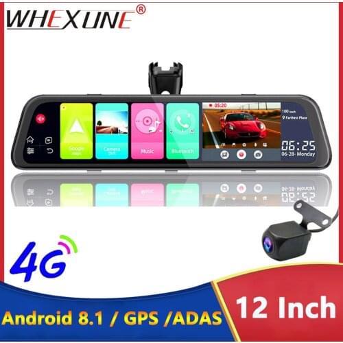 WHEXUNE 2GB RAM 32GB ROM Android 8.1 ADAS 4G WIFI GPS Navi Bluetooth Car DVR Mirror 1080P DashCam Camera Registrar Video Recorde